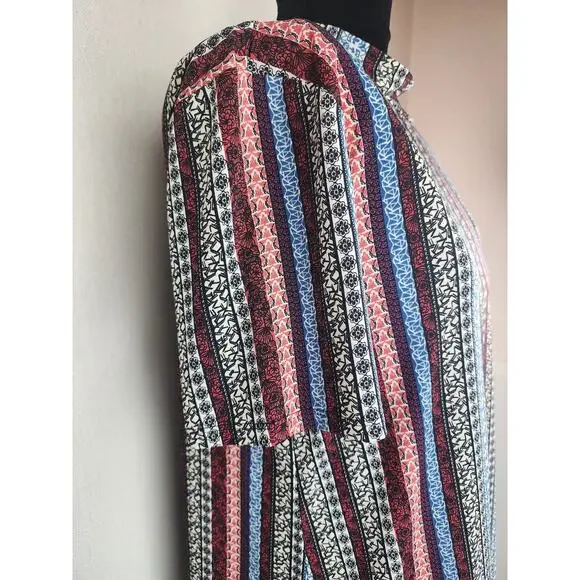 BCB Generation Dress Womens L Striped mock neck boho shift funky fun festival - Picture 2 of 11